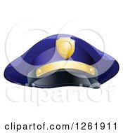 Poster, Art Print Of Navy Blue Police Mans Hat With Gold Accents