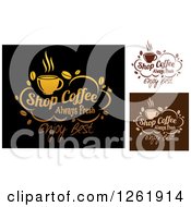 Clipart Of Shop Coffee Always Fresh Enjoy Best Designs Royalty Free Vector Illustration