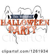 Clipart Of Ghosts With This Weekend Halloween Party Text Royalty Free Vector Illustration