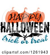 Poster, Art Print Of Happy Halloween Trick Or Treat Design With A Bat And Jackolanterns