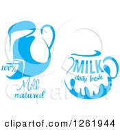 Clipart Of Blue Milk Pitchers Royalty Free Vector Illustration