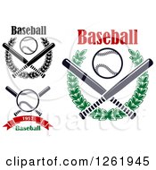 Clipart Of Baseballs And Crossed Bats With Text Royalty Free Vector Illustration