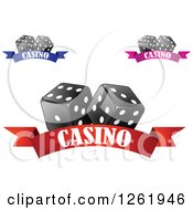 Poster, Art Print Of Black And White Dice Over Casino Banners