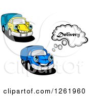 Poster, Art Print Of Blue And Yellow Delivery Trucks