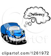 Poster, Art Print Of Blue Delivery Truck Thinking