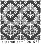 Clipart Of A Seamless Background Pattern Of Floral Diamonds On Gray Royalty Free Vector Illustration