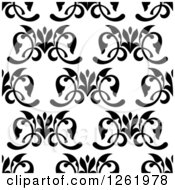 Clipart Of A Seamless Background Pattern Of Black And White Floral Royalty Free Vector Illustration