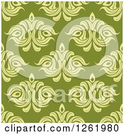 Clipart Of A Seamless Background Pattern Of Green Floral Royalty Free Vector Illustration