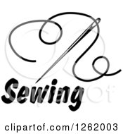 Black And White Sewing Needle And Thread Over Text