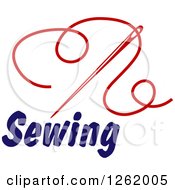 Poster, Art Print Of Red Sewing Needle And Thread Over Text