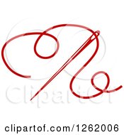 Clipart Of A Red Sewing Needle And Thread Royalty Free Vector Illustration