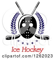 Poster, Art Print Of Hockey Mask Over Crossed Sticks Laurels Stars And Text