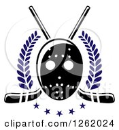Poster, Art Print Of Hockey Mask Over Crossed Sticks Laurels And Stars