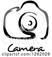 Clipart Of A Black And White Camera Over Text Royalty Free Vector Illustration