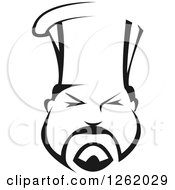 Clipart Of A Black And White Asian Chef Face Royalty Free Vector Illustration