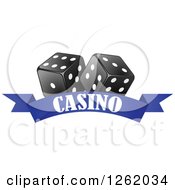 Poster, Art Print Of Black And White Dice Over A Blue Casino Banner