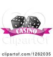 Poster, Art Print Of Black And White Dice Over A Pink Casino Banner