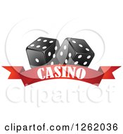 Poster, Art Print Of Black And White Dice Over A Red Casino Banner