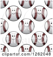 Clipart Of A Seamless Background Pattern Of Happy Baseballs Royalty Free Vector Illustration