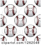 Poster, Art Print Of Seamless Background Pattern Of Happy Baseballs