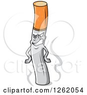 Clipart Of A Grinning Cigarette Character Royalty Free Vector Illustration