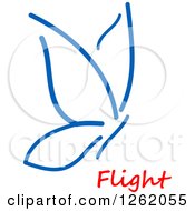 Clipart Of A Blue Butterfly Over Flight Text Royalty Free Vector Illustration