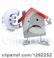 Clipart Of A 3d Unhappy White House Character Holding A Euro Symbol Royalty Free Illustration
