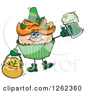 Poster, Art Print Of Leprechaun St Patricks Day Holiday Cupcake Holding A Beer And Gold