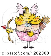 Poster, Art Print Of Cupid Valentines Day Holiday Cupcake Holding A Bow