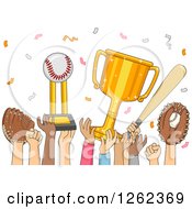 Poster, Art Print Of Hands Of Baseball Team Players Celebrating Victory