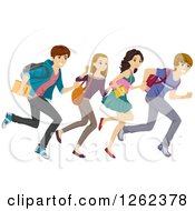 Poster, Art Print Of Group Of High School Students Running