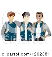 Poster, Art Print Of Three High School Students In Their Varsity Jackets