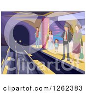 Poster, Art Print Of People Waiting To Board A Train In A Subway Station