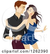 Clipart Of A Young Attractive Couple Dancing Royalty Free Vector Illustration