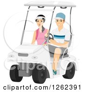Poster, Art Print Of Couple Riding In A Golf Cart