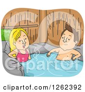 Clipart Of A Relaxed White Couple In A Hot Spring Spa Royalty Free Vector Illustration