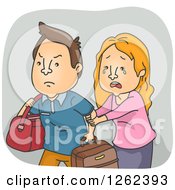 Poster, Art Print Of Crying Woman Trying To Stop Her Husband From Leaving