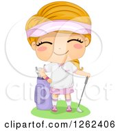Poster, Art Print Of Happy Caucasian Girl With Golfing Gear