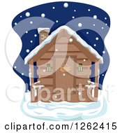 Poster, Art Print Of Log Cabin On A Winter Night