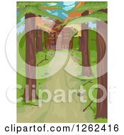 Poster, Art Print Of Tree Lined Driveway Leading To A Log Cabin In The Woods