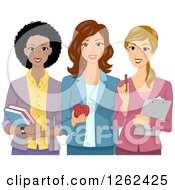 Poster, Art Print Of Happy Trio Of Female Teachers