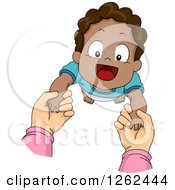 White Hands Holding Up A Black Toddler Boy While Taking First Steps