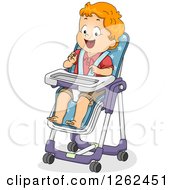 Poster, Art Print Of Red Haired White Toddler Boy Sitting In A High Chair
