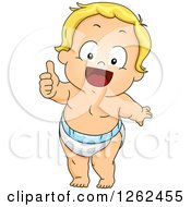 Poster, Art Print Of Blond White Toddler Boy Holding A Thumb Up