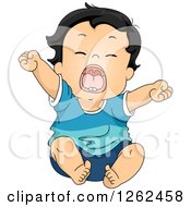 Tired Toddler Boy Stretching And Yawning