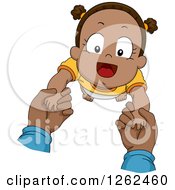 Clipart Of White Hands Holding Up A Black Toddler Boy While Taking First Steps Royalty Free Vector Illustration