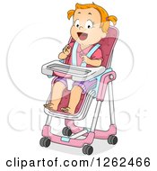 Poster, Art Print Of Red Haired White Toddler Girl In A High Chair