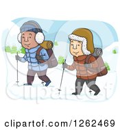 Clipart Of Men Hiking In The Snow Royalty Free Vector Illustration by BNP Design Studio
