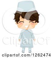 Clipart Of A Cute Happy Boy In A Traditional Muslim Costume Royalty Free Vector Illustration