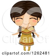 Clipart Of A  Cute Girl Posing In A Native American Indian Costume Royalty Free Vector Illustration